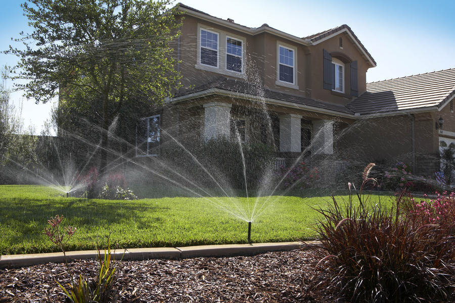 New sprinkler system installation on a residential estate in Tyler, Texas