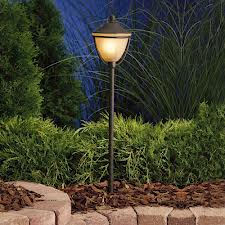 Lit residential path at night